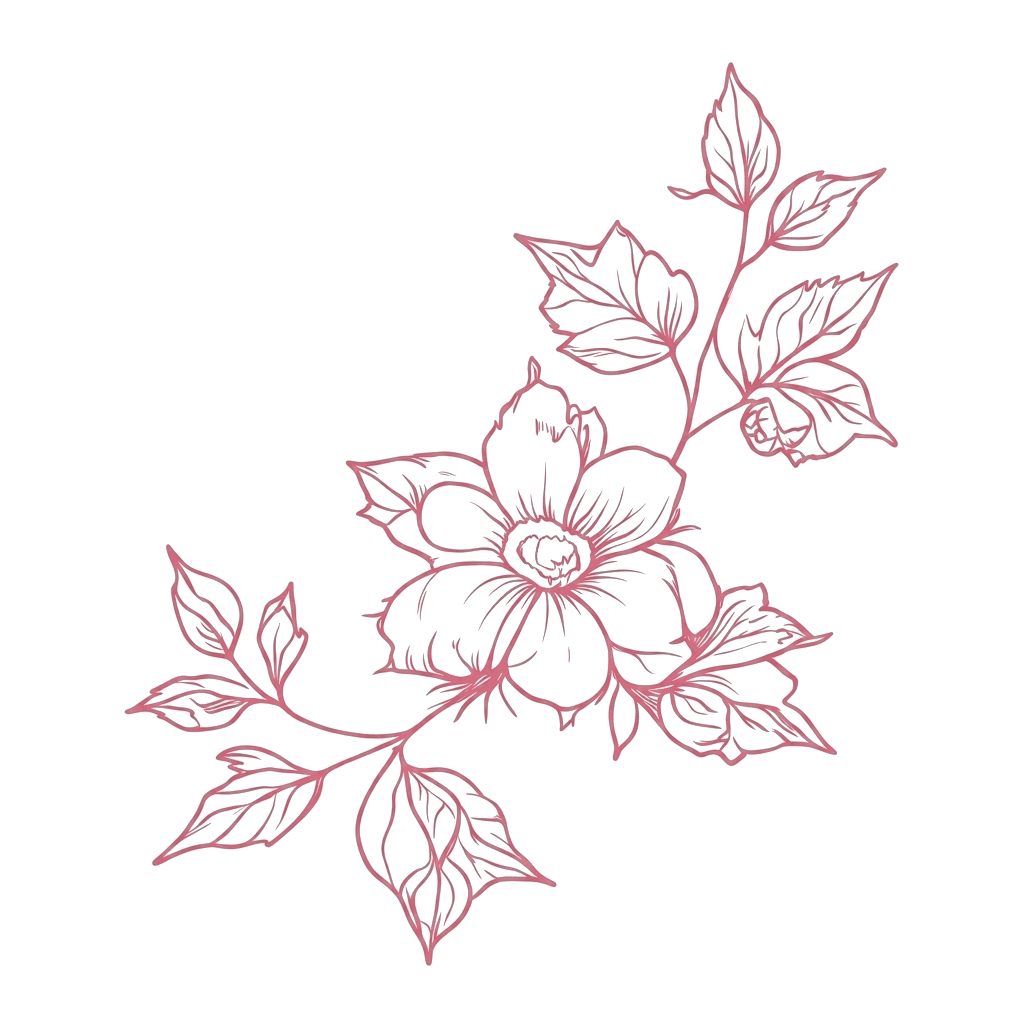 Floral decorative line art
